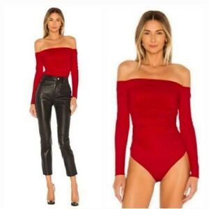 NEW Revolve Lovers + Friends Lyanna Bardot Bodysuit in Red Size XXS